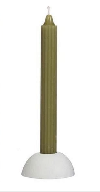 Potloodkaars geribbeld Mosgroen 4st.