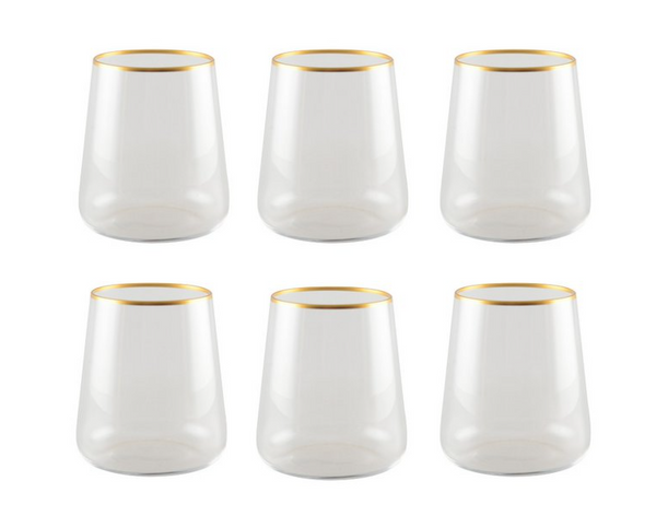 Waterglazen met gouden rand 6st.
